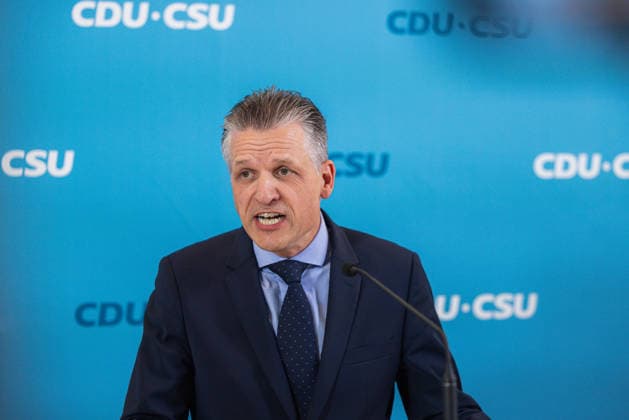 Press Statement by the CDU CSU Parliamentary Group in the Bundestag, Berlin, Germany, September 22, 2026. CDU CSU Parliamentary Group Chair Thorsten Frei speaks to the press and journalists on the parliamentary group level of the Bundestag.