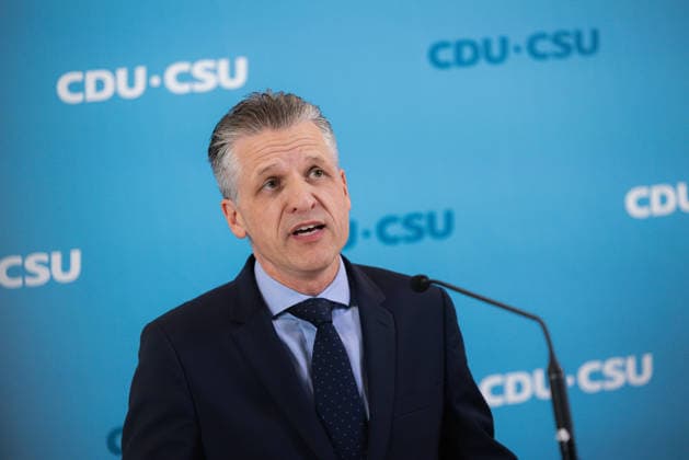 Press Statement by the CDU CSU Parliamentary Group in the Bundestag, Berlin, Germany, September 22, 2026. CDU CSU Parliamentary Group Chair Thorsten Frei speaks to the press and journalists on the parliamentary group level of the Bundestag.