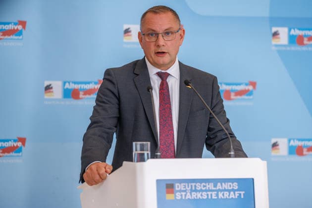 Statement by Tino Chrupalla of the AfD, during an AfD press conference on June 22, 2026, in Berlin, Berlin, Berlin, Germany, at the Reichstag