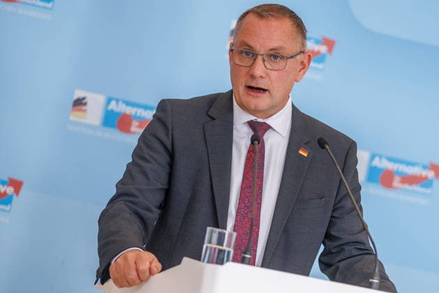 Statement by Tino Chrupalla of the AfD, during an AfD press conference on June 22, 2026, in Berlin, Berlin, Berlin, Germany, at the Reichstag