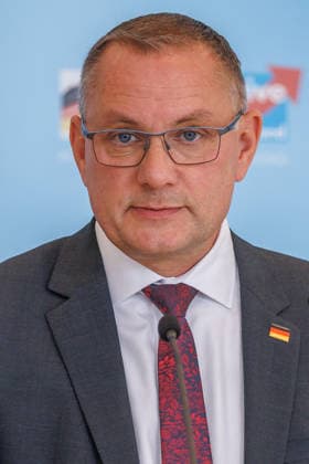 Statement by Tino Chrupalla of the AfD, during an AfD press conference on June 22, 2026, in Berlin, Berlin, Berlin, Germany, at the Reichstag