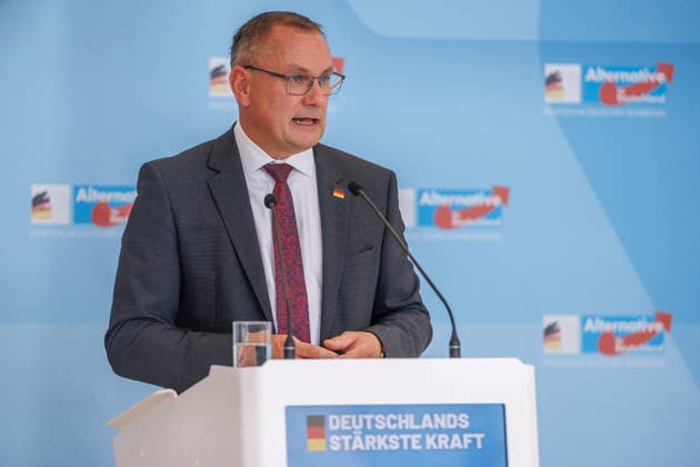 Statement by Tino Chrupalla of the AfD, during an AfD press conference on June 22, 2026, in Berlin, Berlin, Berlin, Germany, at the Reichstag