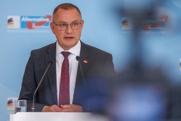 Statement by Tino Chrupalla of the AfD, during an AfD press conference on June 22, 2026, in Berlin, Berlin, Berlin, Germany, at the Reichstag