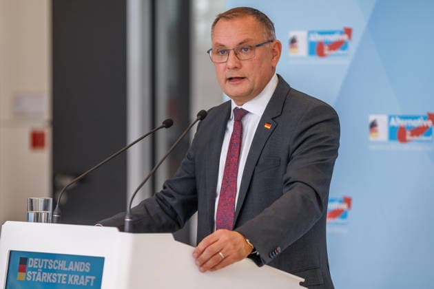 Statement by Tino Chrupalla of the AfD, during an AfD press conference on June 22, 2026, in Berlin, Berlin, Berlin, Germany, at the Reichstag