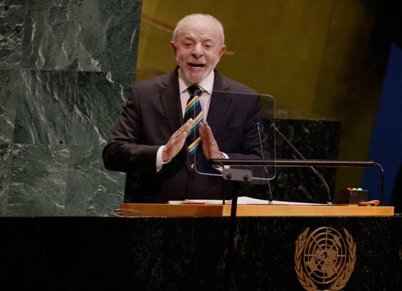President of Brazil Luiz Inacio Lula da Silva speaks at the UN General Assembly 81st session General Debate in UN General Assembly Hall at the United Nations Headquarters on Tuesday, September 22, 2026 in New York City.  NYP20260922408 PETERxFOLEY