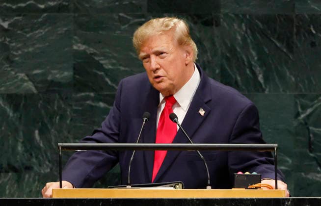 United States President Donald Trump speaks at the United Nations General Assembly 81st session General Debate at the UN Headquarters on Tuesday, September 22, 2026 in New York City.  NYP20260922123 JOHNxANGELILLO
