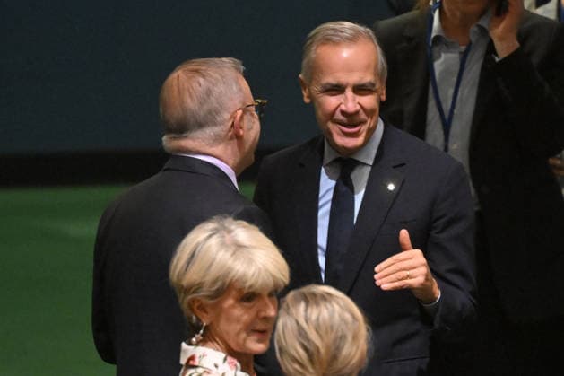 ANTHONY ALBANESE UNITED STATES VISIT, Australia™s Prime Minister Anthony Albanese meets with Canada™s Prime Minister Mark Carney before the opening addresses of the United Nations General Assembly in New York, Tuesday, September 22, 2026. ( NO ARCHIVING NEW YORK New York United States of America  Copyright: xMICKxTSIKASx 20260923134732224893