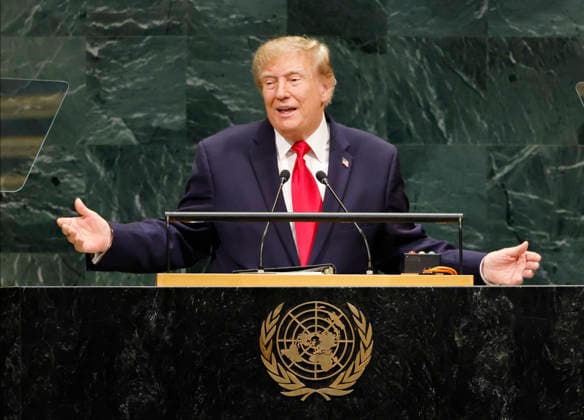 United States President Donald Trump speaks at the United Nations General Assembly 81st session General Debate at the UN Headquarters on Tuesday, September 22, 2026 in New York City.  NYP20260922124 JOHNxANGELILLO