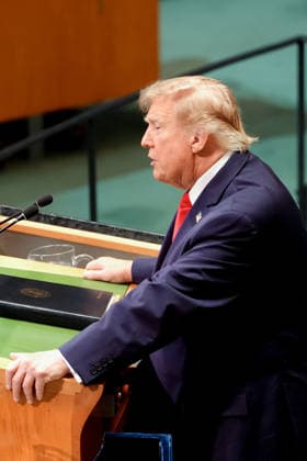 U.S. President Donald Trump said during his address to the UN General Assembly that the war in Ukraine will end sooner than people think in New York, United States, 22 September 2026. Trump says the war in Ukraine will end sooner than people think !ACHTUNG: NUR REDAKTIONELLE NUTZUNG!  Copyright: xOCTAVIOxGUZMÁNx AME9609 20260922-55021472631_1
