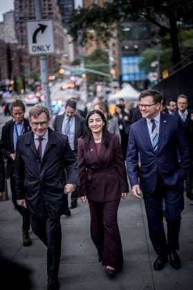 Trip by Federal Foreign Minister Johann Wadephul to New York to attend the UN General Assembly; meeting with Reem Alabali Radovan, Federal Minister for Economic Cooperation and Development, and Federal Environment Minister Carsten Schneider, September 22, 2026; photographed on behalf of the Federal Foreign Office, New York City, New York Copyright: xDominikxButzmannx