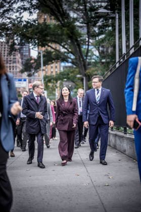 Trip by Federal Foreign Minister Johann Wadephul to New York to attend the UN General Assembly; meeting with Reem Alabali Radovan, Federal Minister for Economic Cooperation and Development, and Federal Environment Minister Carsten Schneider, September 22, 2026; photographed on behalf of the Federal Foreign Office, New York City, New York Copyright: xDominikxButzmannx
