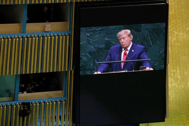United States President Donald Trump speaks at the United Nations General Assembly 81st session General Debate at the UN Headquarters on Tuesday, September 22, 2026 in New York City.  NYP20260922129 JOHNxANGELILLO