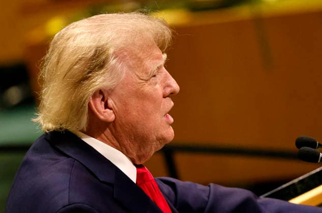 President of the United States Donald Trump speaks at the UN General Assembly 81st session General Debate in UN General Assembly Hall at the United Nations Headquarters on Tuesday, September 22, 2026 in New York City.  NYP202609224012 PETERxFOLEY