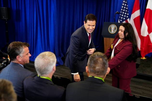 US, Denmark, Greenland: Marco Rubio enters the room for the signing ceremony of a security agreement between the United States, Denmark, and Greenland at the UN building in New York on Tuesday, September 22, 2026. Photo by Mads Claus Rasmussen, Scanpix 2026, New York, Denmark  Copyright: MadsxClausxRasmussenx spdk20260922-171615-L