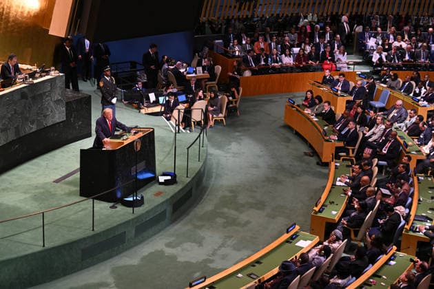 US President Donald Trump NEW YORK, UNITED STATES - SEPTEMBER 22: US President Donald Trump delivers a speech during the 81st session of the United Nations General Assembly at United Nations Headquarters in New York, United States, on September 22, 2026. Mehmet Ali Ozcan Anadolu New York United States. Editorial use only. Please get in touch for any other usage.  Copyright: x2026xAnadoluxMehmetxAlixOzcanx