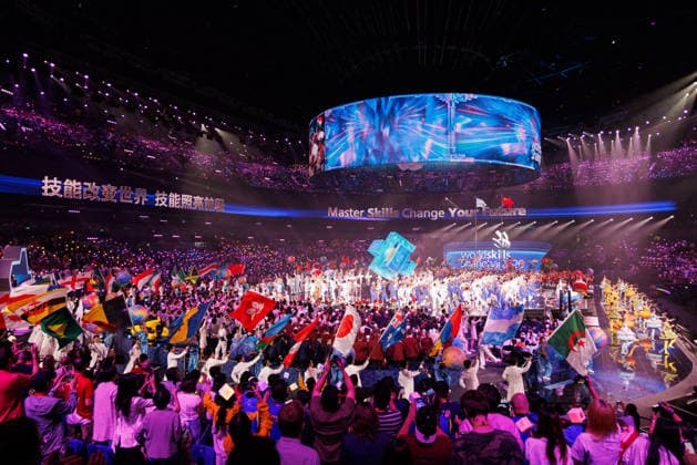 (260922) -- SHANGHAI, Sept. 22, 2026 -- The opening ceremony of the 48th WorldSkills Competition is held in east China s Shanghai, Sept. 22, 2026. The 48th WorldSkills Competition opened in Shanghai on Tuesday evening, with 1,385 competitors from 68 countries and regions vying in 64 skill events. ) CHINA-SHANGHAI-WORLDSKILLS COMPETITION-OPENING CEREMONY (CN) JinxLiwang 