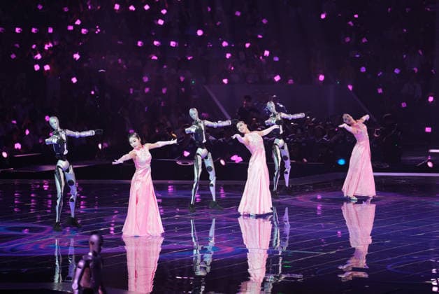 (260922) -- SHANGHAI, Sept. 22, 2026 -- People and robots perform during the opening ceremony of the 48th WorldSkills Competition in east China s Shanghai, Sept. 22, 2026. The 48th WorldSkills Competition opened in Shanghai on Tuesday evening, with 1,385 competitors from 68 countries and regions vying in 64 skill events. ) CHINA-SHANGHAI-WORLDSKILLS COMPETITION-OPENING CEREMONY (CN) RenxPengfei 