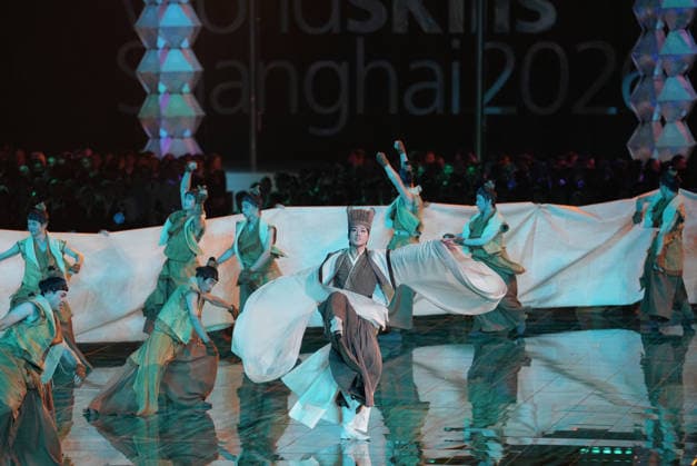 (260922) -- SHANGHAI, Sept. 22, 2026 -- People perform during the opening ceremony of the 48th WorldSkills Competition in east China s Shanghai, Sept. 22, 2026. The 48th WorldSkills Competition opened in Shanghai on Tuesday evening, with 1,385 competitors from 68 countries and regions vying in 64 skill events. ) CHINA-SHANGHAI-WORLDSKILLS COMPETITION-OPENING CEREMONY (CN) RenxPengfei 