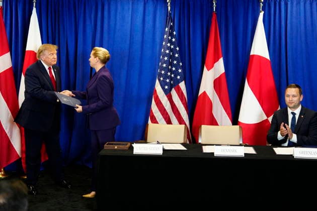 U.S., Denmark, Greenland: Prime Minister Mette Frederiksen, Greenland’s head of government Jens Frederik Nielsen, and U.S. President Donald Trump during the signing ceremony at the UN building in New York on Tuesday, September 22, 2026. Photo by Mads Claus Rasmussen, Scanpix 2026, New York, Denmark  Copyright: MadsxClausxRasmussenx spdk20260922-173143-L