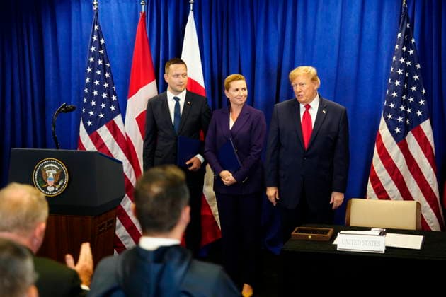 U.S., Denmark, Greenland: Prime Minister Mette Frederiksen, Greenland’s head of government Jens Frederik Nielsen, and U.S. President Donald Trump during the signing ceremony at the UN building in New York on Tuesday, September 22, 2026. Photo by Mads Claus Rasmussen, Scanpix 2026, New York, Denmark  Copyright: MadsxClausxRasmussenx spdk20260922-173010-L