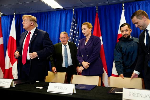 U.S., Denmark, Greenland: Prime Minister Mette Frederiksen, Greenland’s head of government Jens Frederik Nielsen, and U.S. President Donald Trump during the signing ceremony at the UN building in New York on Tuesday, September 22, 2026. Photo by Mads Claus Rasmussen, Scanpix 2026, New York, Denmark  Copyright: MadsxClausxRasmussenx spdk20260922-174230-L