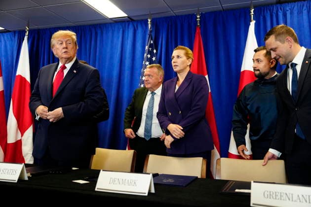 U.S., Denmark, Greenland: Prime Minister Mette Frederiksen, Greenland’s head of government Jens Frederik Nielsen, and U.S. President Donald Trump during the signing ceremony at the UN building in New York on Tuesday, September 22, 2026. Photo by Mads Claus Rasmussen, Scanpix 2026, New York, Denmark  Copyright: MadsxClausxRasmussenx spdk20260922-174235-L