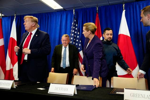 U.S., Denmark, and Greenland: Prime Minister Mette Frederiksen, Greenland’s government leader Jens Frederik Nielsen, and U.S. President Donald Trump during a signing ceremony at the UN building in New York on Tuesday, September 22, 2026. Photo by Mads Claus Rasmussen, Scanpix 2026, New York, Denmark  Copyright: MadsxClausxRasmussenx spdk20260922-174229-L