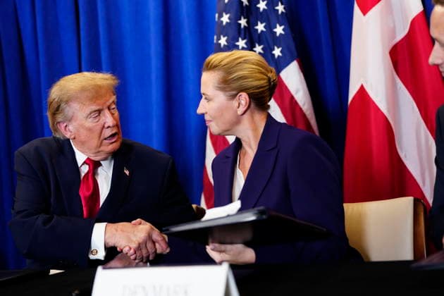 U.S., Denmark, Greenland: Prime Minister Mette Frederiksen, Greenland’s head of government Jens Frederik Nielsen, and U.S. President Donald Trump during the signing ceremony at the UN building in New York on Tuesday, September 22, 2026. Photo by Mads Claus Rasmussen, Scanpix 2026, New York, Denmark  Copyright: MadsxClausxRasmussenx spdk20260922-174435-L