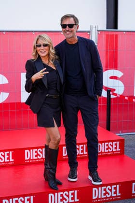 IPA88832864 - Milan, Milan Women™s Fashion Week Spring Summer 2027 - Diesel fashion show - guests - Pictured: Jo Squillo, Beppe Convertini  Copyright: xRiccardoxGiordanox xRiccardoxGiordanox IPA88832864
