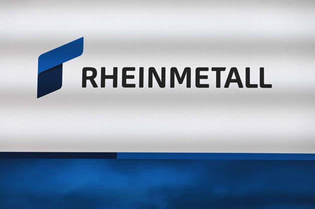 The Rheinmetall company logo, feature, background image, stock photo, EUDEX Euro Defense Expo trade show, on September 22, 2026, at Messe Essen in Germany