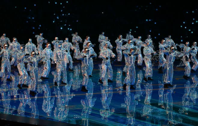 (260922) -- SHANGHAI, Sept. 22, 2026 -- People and robots perform during the opening ceremony of the 48th WorldSkills Competition in east China s Shanghai, Sept. 22, 2026. The 48th WorldSkills Competition opened in Shanghai on Tuesday evening, with 1,385 competitors from 68 countries and regions vying in 64 skill events. ) CHINA-SHANGHAI-WORLDSKILLS COMPETITION-OPENING CEREMONY (CN) DingxHaitao 