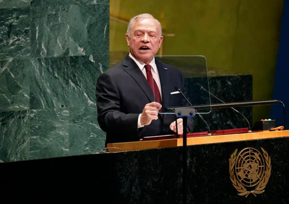 King of Jordan Abdullah II ibn Al Hussein speaks at the UN General Assembly 81st session General Debate in UN General Assembly Hall at the United Nations Headquarters on Tuesday, September 22, 2026 in New York City.  NYP202609224019a PETERxFOLEY