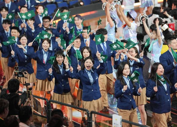 (260922) -- SHANGHAI, Sept. 22, 2026 -- Members of the delegation of China s Macao attend the opening ceremony of the 48th WorldSkills Competition in east China s Shanghai, Sept. 22, 2026. The 48th WorldSkills Competition opened in Shanghai on Tuesday evening, with 1,385 competitors from 68 countries and regions vying in 64 skill events. ) CHINA-SHANGHAI-WORLDSKILLS COMPETITION-OPENING CEREMONY (CN) RenxPengfei 
