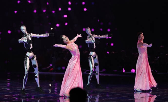 (260922) -- SHANGHAI, Sept. 22, 2026 -- People and robots perform during the opening ceremony of the 48th WorldSkills Competition in east China s Shanghai, Sept. 22, 2026. The 48th WorldSkills Competition opened in Shanghai on Tuesday evening, with 1,385 competitors from 68 countries and regions vying in 64 skill events. ) CHINA-SHANGHAI-WORLDSKILLS COMPETITION-OPENING CEREMONY (CN) FangxZhe 