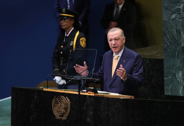 Turkish President Recep Tayyip Erdogan addresses UN General Assembly in New York NEW YORK, UNITED STATES - SEPTEMBER 22: (----EDITORIAL USE ONLY - MANDATORY CREDIT - TURKISH PRESIDENCY MURAT CETINMUHURDAR HANDOUT - NO MARKETING NO ADVERTISING CAMPAIGNS - DISTRIBUTED AS A SERVICE TO CLIENTS----) Turkish President Recep Tayyip Erdogan addresses the 81st session of the United Nations General Assembly, which brings together leaders and senior representatives of UN member states in New York, United States, on September 22, 2026. TUR Presidency Murat Cetinmuhurdar Anadolu New York United States. Editorial use only. Please get in touch for any other usage.  Copyright: x2026xAnadoluxTURxPresidency xMuratxCetinmuhurdarx