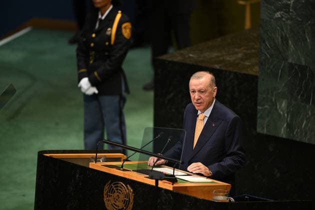 Turkish President Recep Tayyip Erdogan addresses UN General Assembly in New York NEW YORK, UNITED STATES - SEPTEMBER 22: Turkish President Recep Tayyip Erdogan addresses the 81st session of the United Nations General Assembly, which brings together leaders and senior representatives of UN member states in New York, United States, on September 22, 2026. Mehmet Ali Ozcan Anadolu New York United States. Editorial use only. Please get in touch for any other usage.  Copyright: x2026xAnadoluxMehmetxAlixOzcanx
