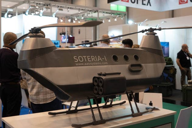 Drone equipped with anti-drone defense systems, EUDEX Euro Defense Expo, on September 22, 2026, at the Messe Essen exhibition center in Germany