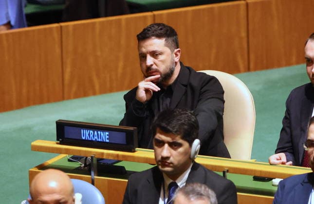 UNGA 81 - NY President of Ukraine, Volodymyr Zelensky attends the UN General Assembly 81st session General Debate in UN General Assembly Hall at the United Nations Headquarters on Tuesday, September 22, 2026 in New York City. Photo by Charles Guerin ABACAPRESS.COM New York United States  Copyright: xGuerinxCharles ABACAx