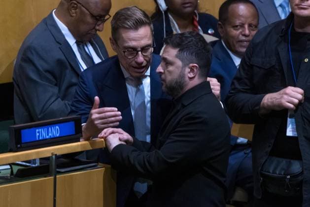 United Nations General Assembly Ukrainian President Volodymyr Zelensky talks with Finnish President Alexander Stubb during the 81st United Nations General Assembly at UN headquarters in New York, United States, on Tuesday, September 22, 2026 NEW YORK NY UNITED STATES Copyright: xWILLIAMxVOLCOVx