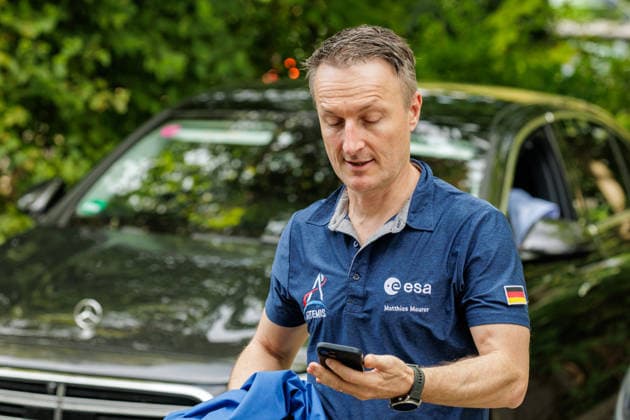 September 22, 2026, Mönchengladbach: ESA astronaut Dr. Matthias Maurer in discussion with representatives of t