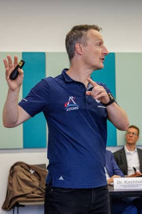 September 22, 2026, Mönchengladbach: ESA astronaut Dr. Matthias Maurer in conversation with representatives of