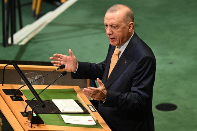 President Erdogan of Türkiye Addresses the United Nations General Assembly President Recep Tayyip Erdogan of the Republic of Türkiye, addresses the opening of the 81st Session of the United Nations General Assembly at United Nations Headquarters in New York, New York, USA on Tuesday, 22 September, 2026. Photo by Kyle Mazza CNP ABACAPRESS.COM New York New York United States  Copyright: xCNP ABACAx
