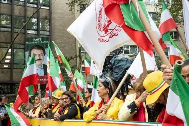 IPA88835215 - New York, second day of the United Nations General Assembly, New York, second day of the United Nations General Assembly: Free Iran rally, Iranian women protesting  Copyright: xelisaxpedranix xx IPA88835215