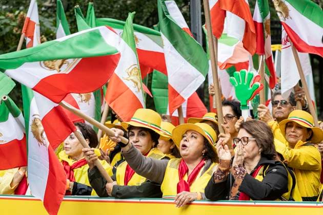 IPA88835202 - New York, second day of the United Nations General Assembly, New York, second day of the United Nations General Assembly: Free Iran rally, Iranian women protesting  Copyright: xelisaxpedranix xx IPA88835202