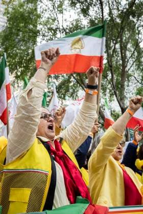 IPA88835226 - New York, second day of the United Nations General Assembly, New York, second day of the United Nations General Assembly: Free Iran rally, Iranian women protesting  Copyright: xelisaxpedranix xx IPA88835226