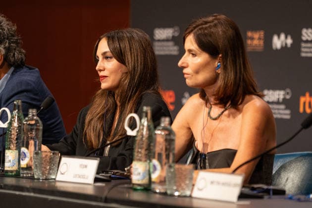 74th San Sebastian International Film Festival SAN SEBASTIAN, SPAIN - SEPTEMBER 22: Turkish filmmaker Yesim Ustaoglu, Turkish actor Metin Akdulger (not seen) and Turkish actress Oyku Karayel attend the press conference after premiere of the Turkish film Artakalan in San Sebastian of Spain on September 22, 2026. The film Artakalan , written and directed by Yesim Ustaoglu is in selected for the festival s official program. Javi Julio Anadolu San Sebastian Spain. Editorial use only. Please get in touch for any other usage.  Copyright: x2026xAnadoluxJavixJuliox