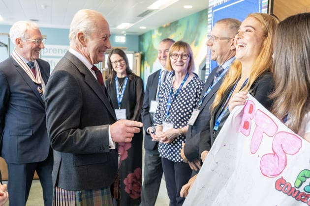 King Charles III visit to Peterhead King Charles III meets pupils from Harlaw Academy during a visit to the new Great British Energy headquarters in Aberdeen to meet with representatives working across North East Scotland supporting the United Kingdom™s energy transition. Picture date: Tuesday September 22, 2026., Credit:Lesley Martin PA ROTA - B68 Avalon UK, Aberdeen  Copyright: xLesleyxMartinx xPAxROTAx-xB68x xAvalonx 1137290368