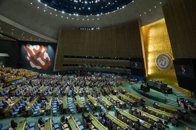 81st United Nations General Assembly NEW YORK, UNITED STATES - SEPTEMBER 22: President of France, Emmanuel Macron delivers a speech during the 81st United Nations General Assembly (UNGA) in New York, United States, on September 22, 2026. Mehmet Eser Anadolu New York United States. Editorial use only. Please get in touch for any other usage.  Copyright: x2026xAnadoluxMehmetxEserx