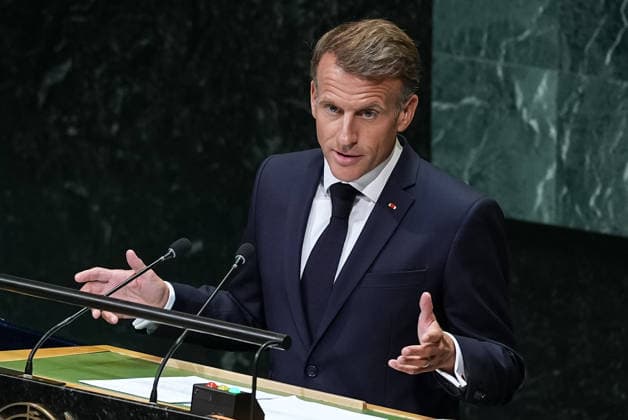 81st United Nations General Assembly NEW YORK, UNITED STATES - SEPTEMBER 22: President of France, Emmanuel Macron delivers a speech during the 81st United Nations General Assembly (UNGA) in New York, United States, on September 22, 2026. Mehmet Eser Anadolu New York United States. Editorial use only. Please get in touch for any other usage.  Copyright: x2026xAnadoluxMehmetxEserx