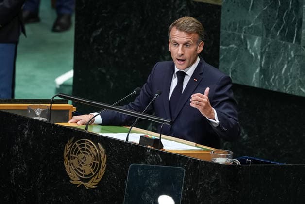 81st United Nations General Assembly NEW YORK, UNITED STATES - SEPTEMBER 22: President of France, Emmanuel Macron delivers a speech during the 81st United Nations General Assembly (UNGA) in New York, United States, on September 22, 2026. Mehmet Eser Anadolu New York United States. Editorial use only. Please get in touch for any other usage.  Copyright: x2026xAnadoluxMehmetxEserx